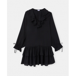 Robe à volants manches longues encolure V