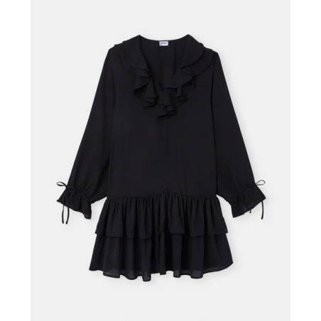 Robe à volants manches longues encolure V