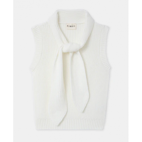 Pull sans manche avec col a nouer