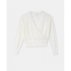 Pull forme cache-cœur en maille ajourée