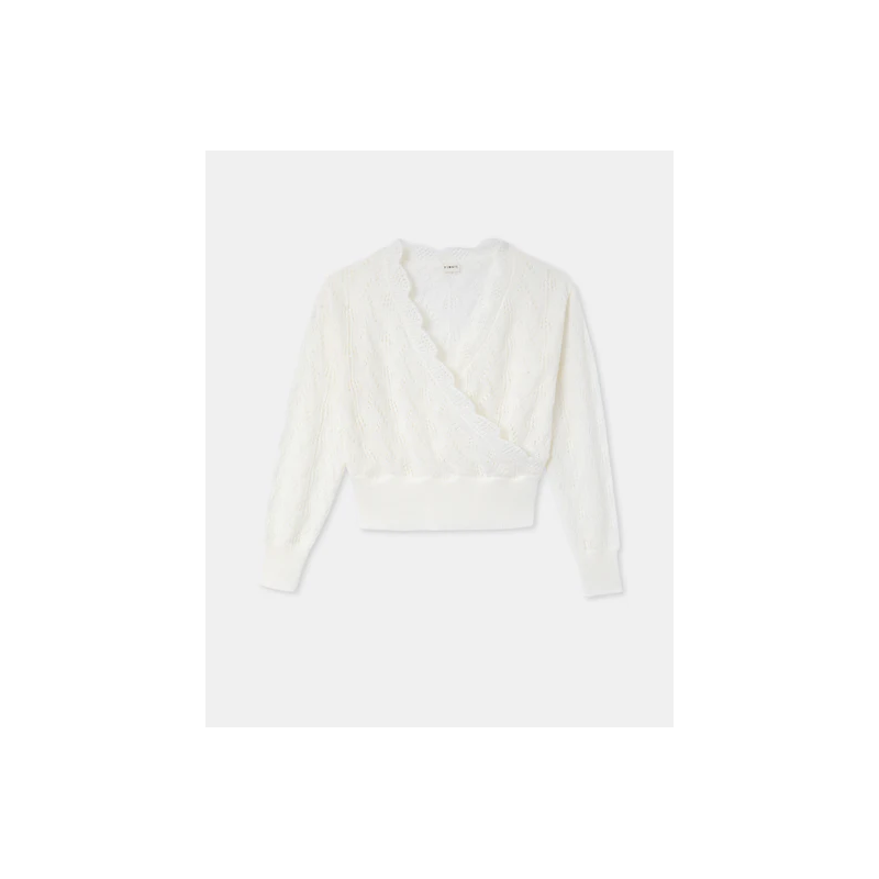 Pull forme cache-cœur en maille ajourée