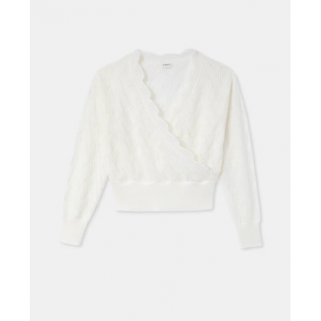 Pull forme cache-cœur en maille ajourée