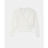 Pull forme cache-cœur en maille ajourée