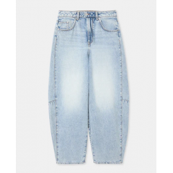 Jean barrel taille haute avec jeux de couture