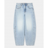 Jean barrel taille haute avec jeux de couture